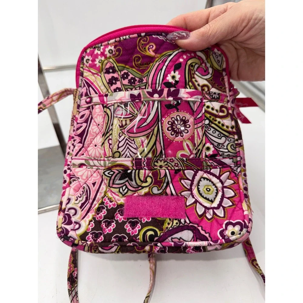 Vera Bradley Retired Very Berry  Paisley Quilted Cotton Crossbody ID Case Wallet